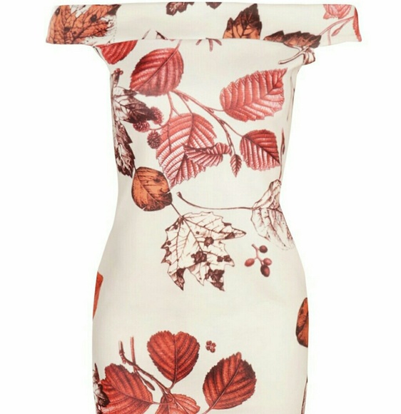 NWT Fall Leaves Off Shoulder Dress US Size Small - Picture 4 of 7